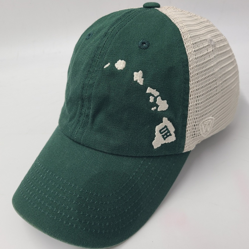 Hawaii Rainbow Warriors Hat Snapback Trucker Mesh Top of the World Green Islands